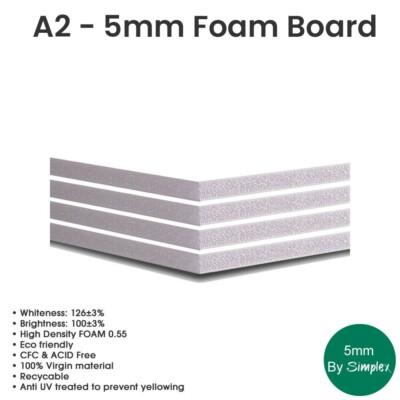 A2 420x594 mm/16,5x23,4 Zoll Schaumstoffplatte 5mm 10er Pack weiß, hohe Qualität garantiert