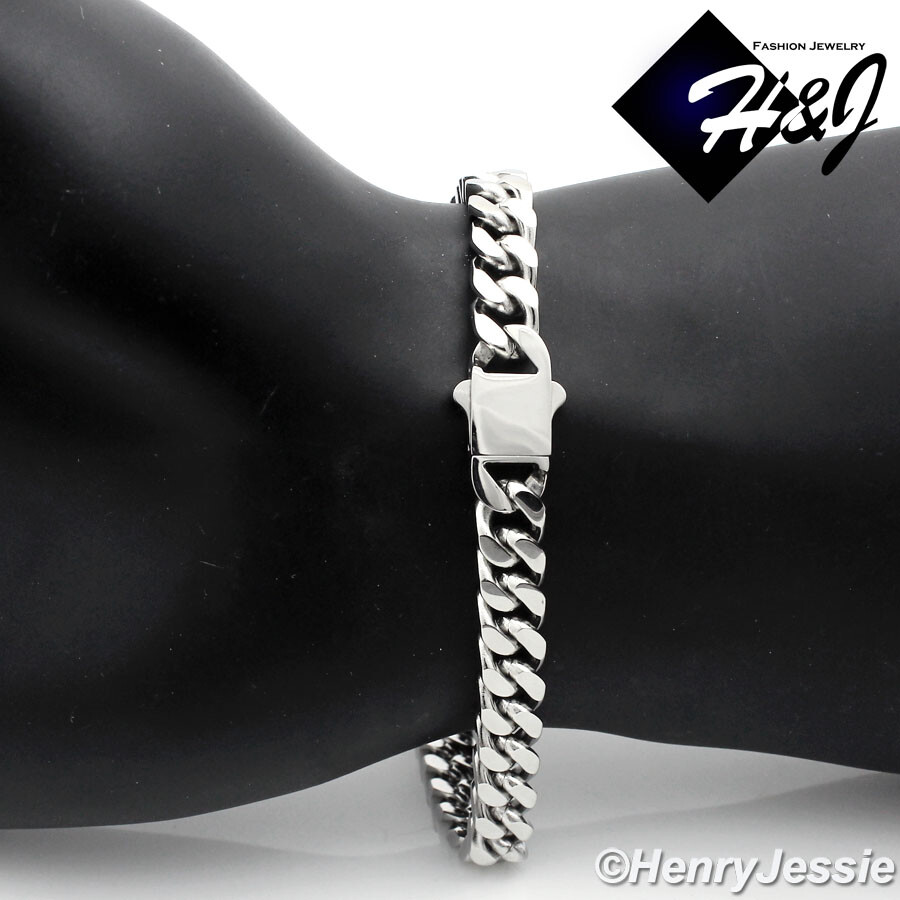Stainless Steel Curb Chain Bracelet 7mm Width Stainless Steel Curb Chain Bracelet 7mm Width