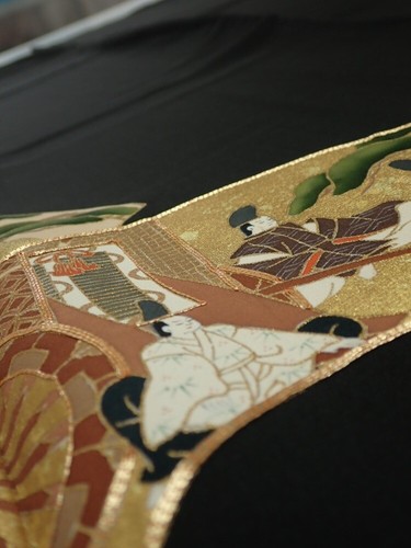 2U01z270 Japanese Kimono Silk FABRIC Heian noble Black 62.2x29.5 - Picture 9 of 9