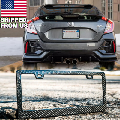 Carbon Pattern License Plate Holder Frame Cover Trim For HONDA Civic Accord Etc
