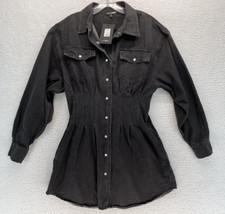 Fashion Nova Street Mood Denim Mini Dress Womens Medium M Black Jean Button Up