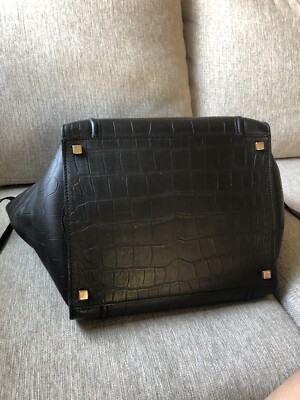 Celine Tote Bag Luggage Phantom Croc Embossed Women Leather