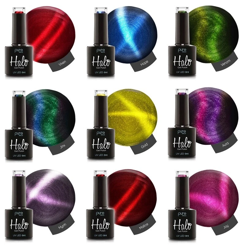 Pure Nails Halo Gel Polish Cats Eye Effect Colours + 5D Cat Eyes - FAST DELIVERY