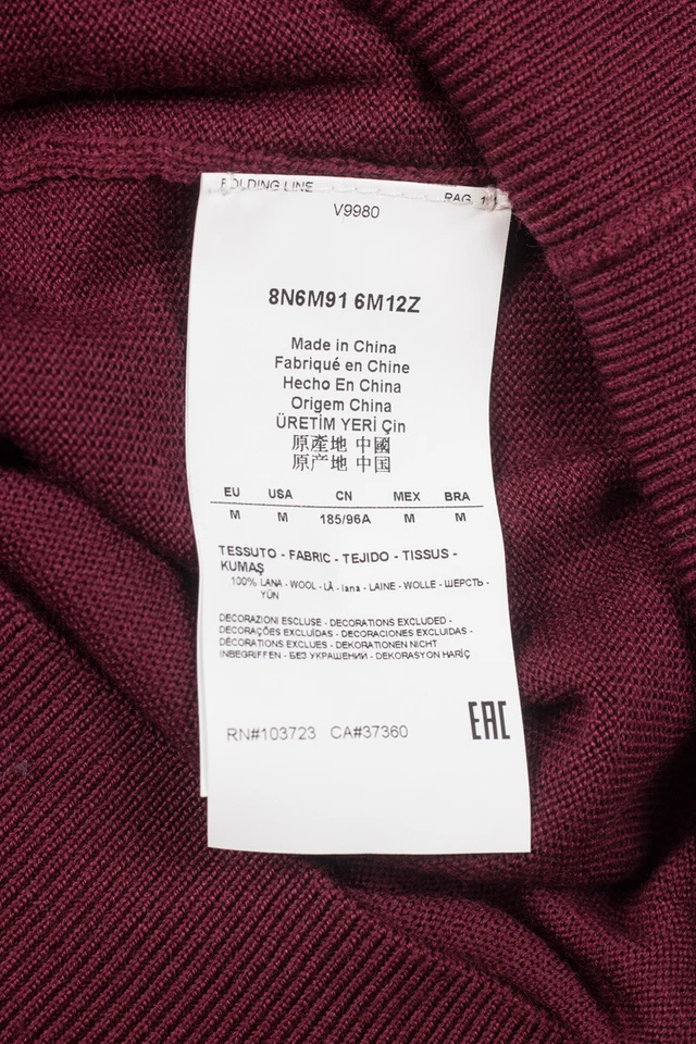 Suéter Armani Jeans AJ AJUSTE REGULAR Hombre Burdeos 8N6M916M12Z 1492 Talla L OFERTA DE MAQUILLAJE Foto 4 de 4