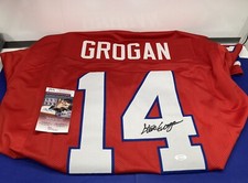 Steve Grogan Autographed Custom Red Jersey with JSA Authentication