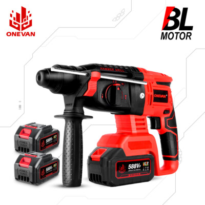 ONEVAN Akku Bohrhammer Elektrischer Hammer Drill SDS Plus Bohrmaschine Mit 2Akku