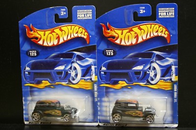2 NEW HOT WHEELS '32 FORD VICKY 125 MATTE BLACK FLAMES 5PR