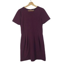 Madewell Plum Purple Gallerist Textured Ponte Short Sleeve Dress S