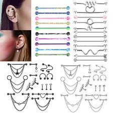 14G 16G Industrial Barbell Cartilage Piercing 5-16Pcs 316L Steel Helix Earrings