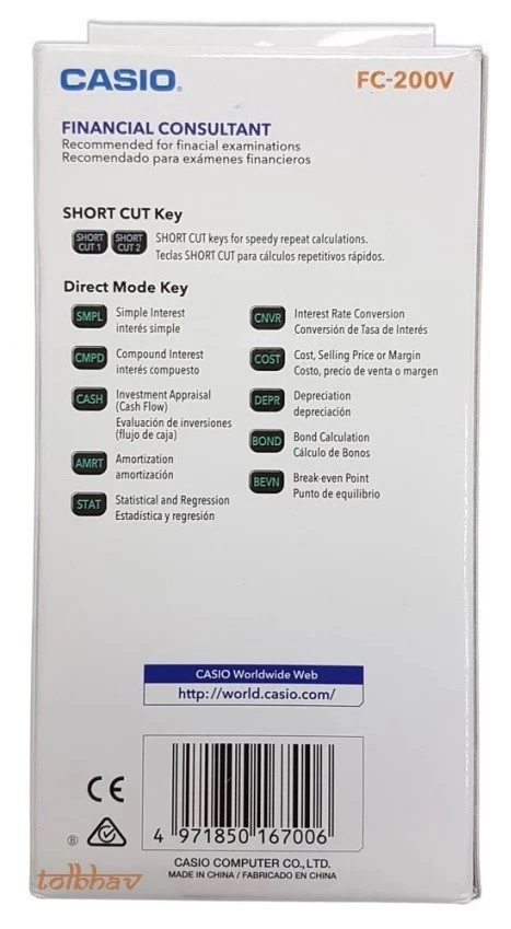 Casio FC 200V FC200V 100V Financial Calculator - 14 Digits, Dual Power, New NIB - Image 2 of 3