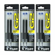 Pilot G2 Gel Ink Refills 2-Pack Blue Extra-Fine- Pack of 3 - NEW - Made in Japan