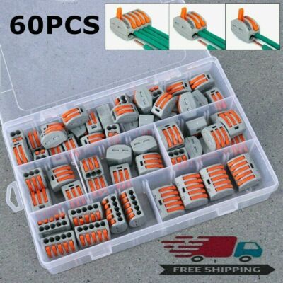 60pcs Terminal Block Lever Home Wire Connector Cable Clamp Nuts