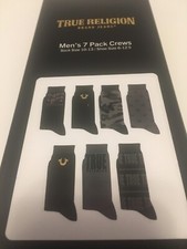 NIB True Religion mens 7 pack crew socks gift box set sock size 10-13