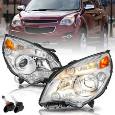For 2010-2015 Chevy Equinox Halogen Projector Chrome Headlights LH+RH w/Bulbs