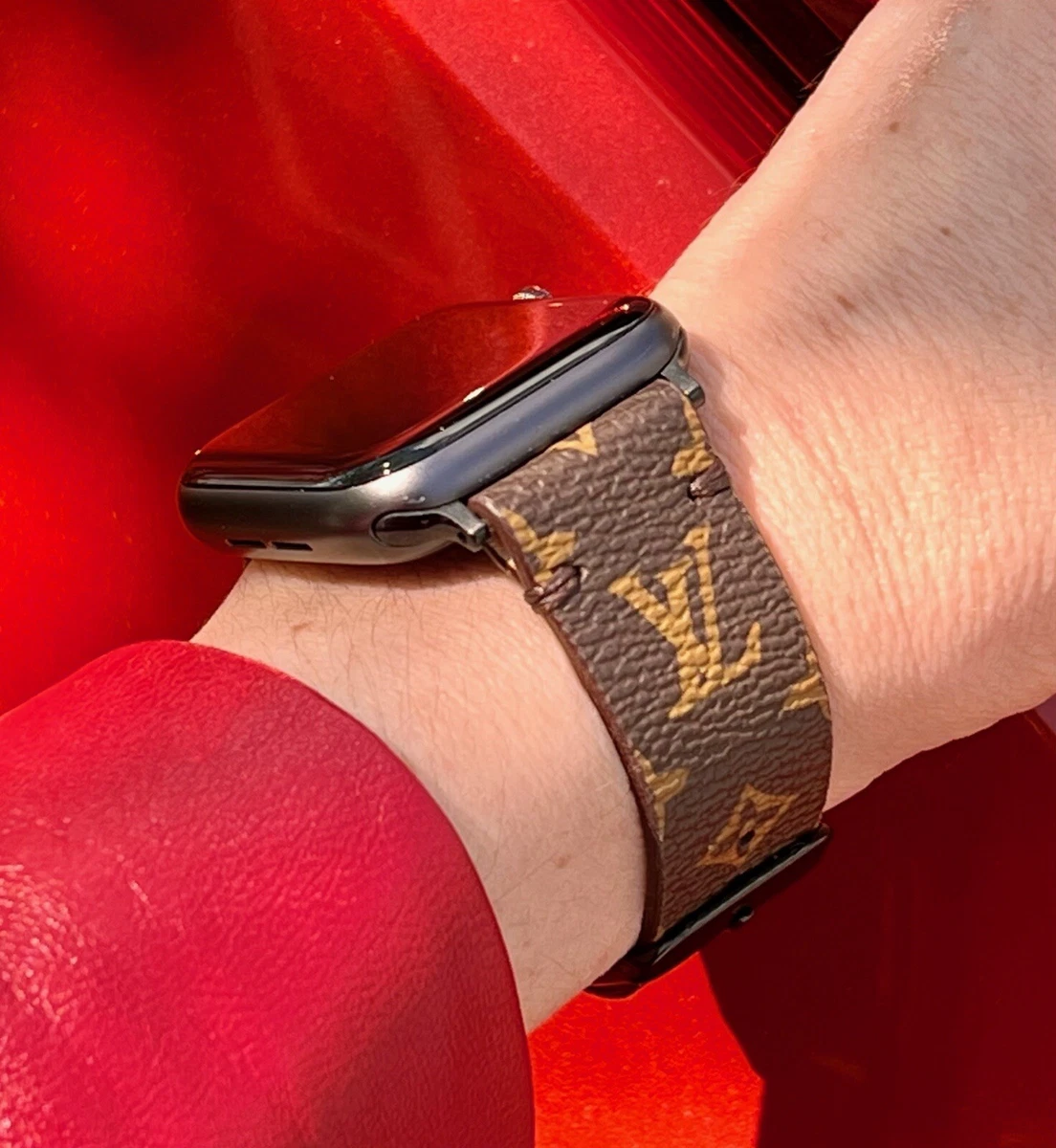 Apple Watch Band Repurposed Classic LV Monogram, Brown / 44mm/45mm / Rose Gold