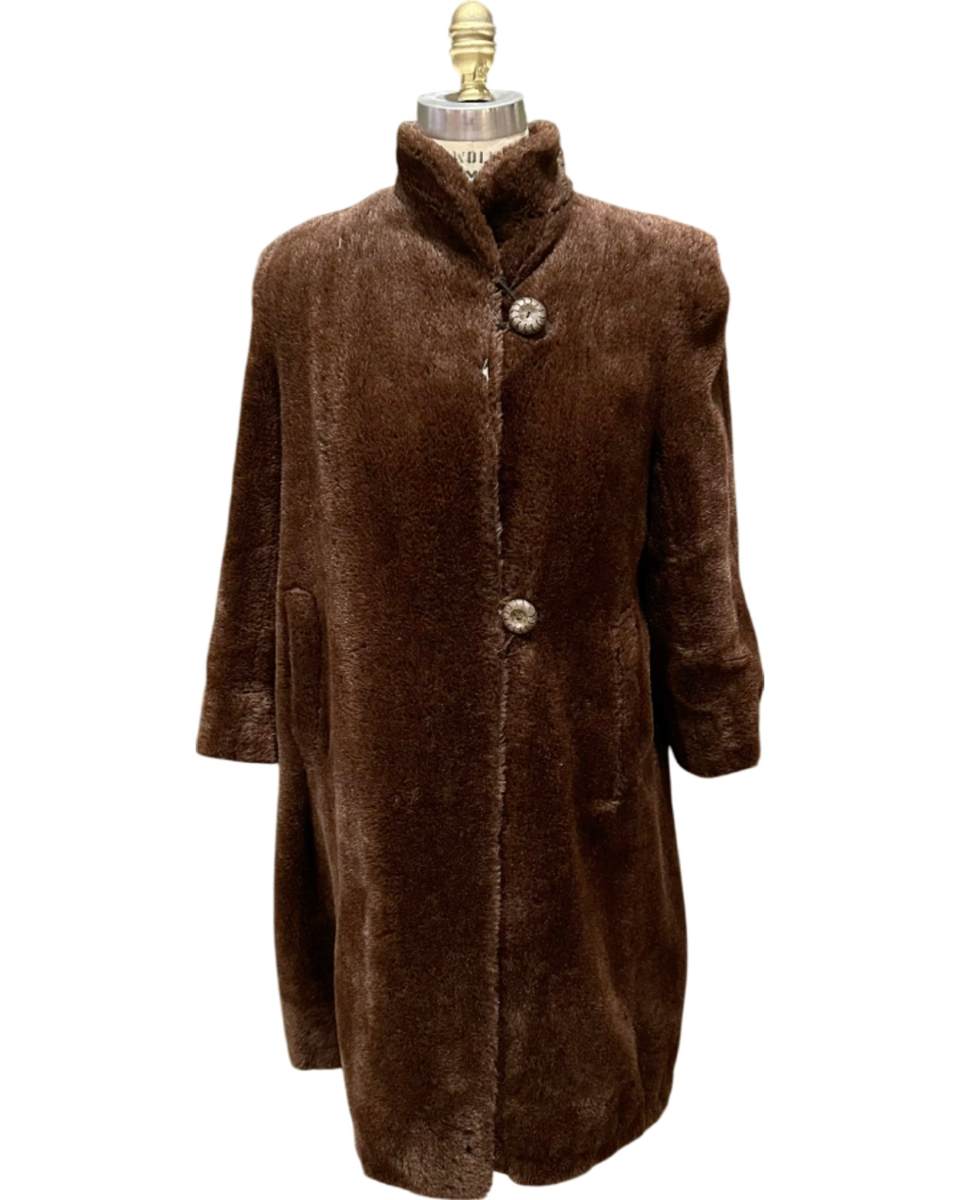 Vintage Motoluxe Women's Brown Alpaca Fur Teddy Bear Car Coat | eBay