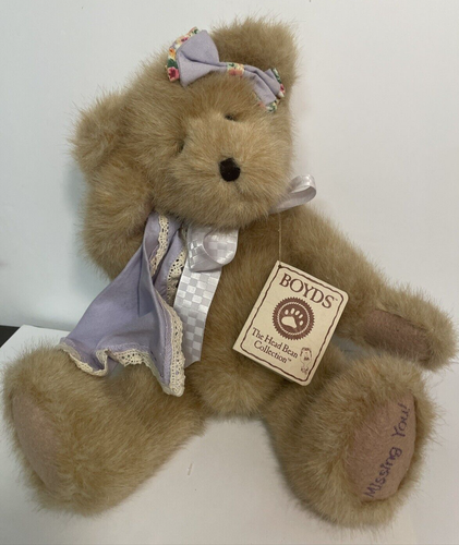 Boyd’s Bear Missy Umuch Lavendel Taschentuch Missing You Fußstickerei - Bild 1 von 7