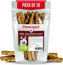 Powerpet Beef Collagen Sticks Dog Chew - Bully Sprinkled-Pack of 10-100% Natural