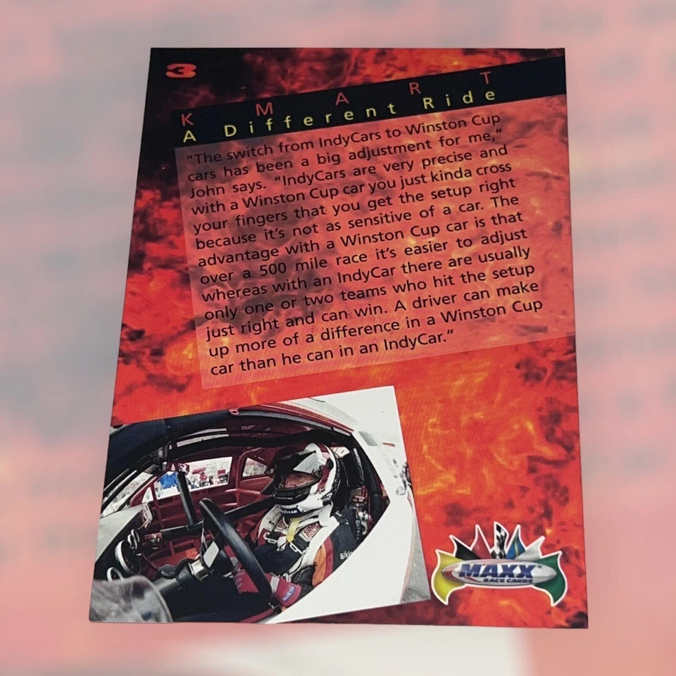 JOHN ANDRETTI OVERSIZE 1996 MAXX autographed NASCAR card #3 A DIFFERENT RIDE - Image 2 of 2