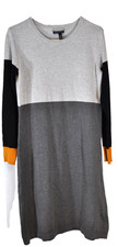 Allison Brittney M Colorblock Knit Midi Sweater Dress Long Sleeve Crewneck