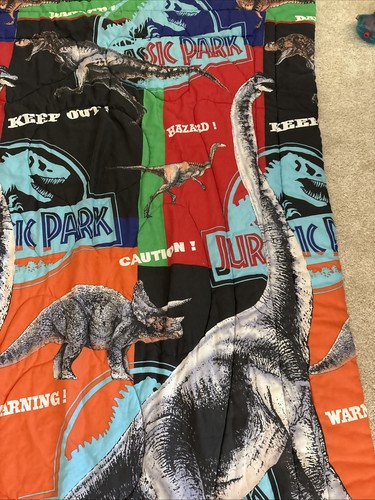 Vintage Amblin Jurassic Park Movie Comforter Blanket 1992 58x85 Twin Size - Picture 6 of 8