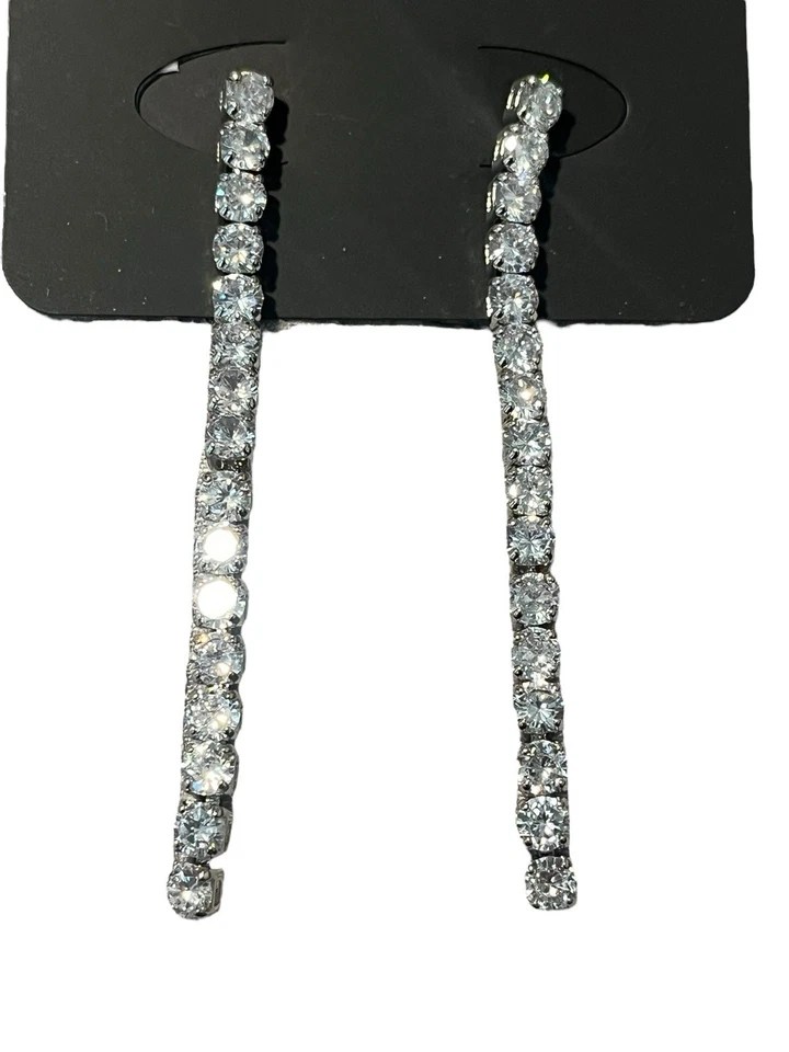 AKIRA Chandelier Drop Earrings 2.5 inch Cubic Zirconia Diamonds Studded New - Image 2 of 4