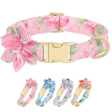 Cute Girl Dog Collars for Female Dogs Floral Dog Collar with Spring Flower Pa...