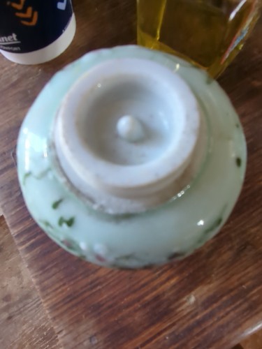 Antique Chinese Celadon Porcelain Painted Ginger Jar Green Purple Floral - Picture 7 of 10