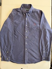 Ralph Lauren Men’s Long Sleeve Shirt Blue Red Pony Size XL 100% Cotton Classic