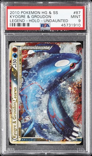 2010 POKEMON HEARTGOLD & SOULSILVER UNDAUNTED KYOGRE & GROUDON LEGEND-HOLO PSA 9