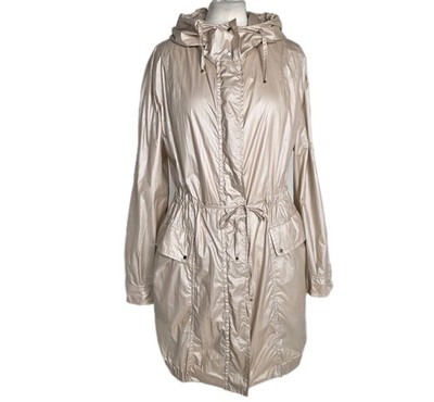 Zara Woman Rosegold Metallic leichte Festival Jacke Parka mit Kapuze UK 10