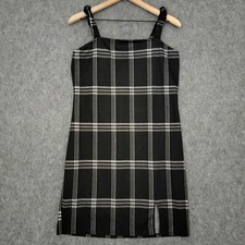 rue21 Dress Womens XL Black Plaid Bodycon Mini Sleeveless Side Slit Made USA