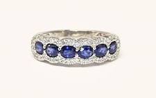 SAPHIR RING Gr 18 (ca57)925/-Silber Rhodonier...
