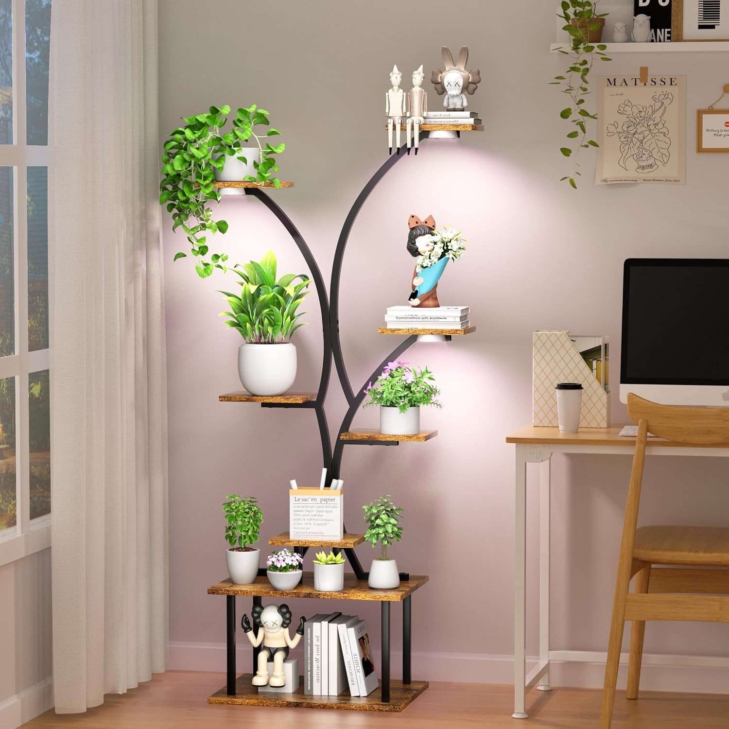 Plant Stand Indoor with Grow Lights, 8 Tier Tall Metal Plant Shelf for Multiple