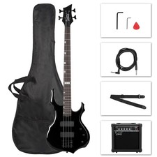 Glarry 39" Burning Fire Electric 4 String Bass Guitar Starter Kit 20W AMP