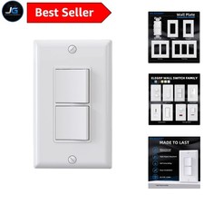 Contemporary Double Rocker Switch - Durable Design, Easy Installation, White