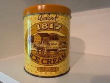 Lata publicitaria de helado de terciopelo vintage Utica OH 1 Qt Ye Olde Mill LEER
