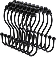 Ganchos Cortina Ducha Metal Negro Antioxidante Doble Suave Para Ba o