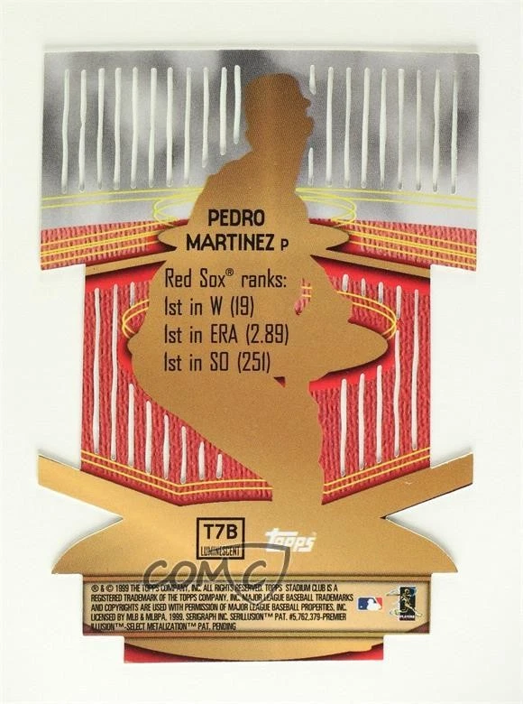 1999 Topps Stadium Club Triumvirate Luminescent Pedro Martinez #T7B HOF - Image 2 of 2