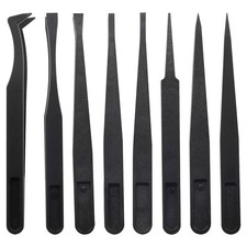 8Pcs Precision Plastic Tweezers, 4.5-4.8 Inch Anti-Static Tweezers Set with C...