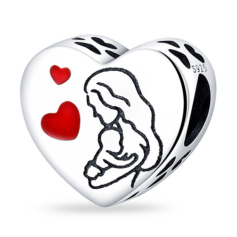 KUNSIR 925 Sterling Silver Charm For Bracelet Love Confession Heart Bead Charm