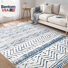 5X7 Area Rug Living Room: Machine Washable Boho Large Neutral Farmhouse Stain Re