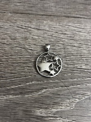 Lia Sophia 5 Star Silver Circle Pendant 1.5  Costume Jewelry