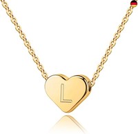 Goldkette Mit Buchstaben Damen MäDchen, 14K Gold Vergoldet Herz Kette Buchstaben