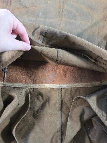 Vintage Barnstormer Coat Mens Large Brown Moleskin Shearling Lined Leather Trim image 12
