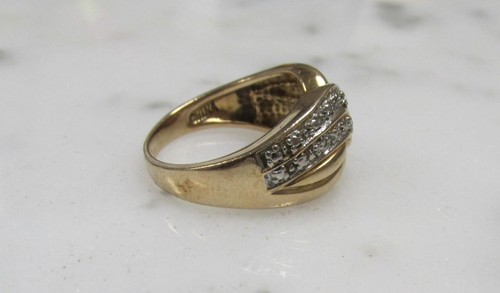 Ross Simons Gold Plated Sterling Silver Ring w/ 2 Diamonds ~ 4.5g ~ 8-I792 - Picture 3 of 6
