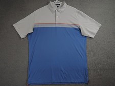 Peter Millar Polo Shirt Mens XL Blue White Crown Crafted Performance Stretch