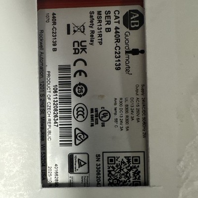 Allen-Bradley Guard Master MSR131RTP 440R-C23139 Safety Relay 24V AC/DC Ser B