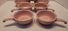 Set 9  Vtg Oven Serve Ware Pcs Custard  Bowl Soup Cups Embossed Rose Motif Pink  — photo 3