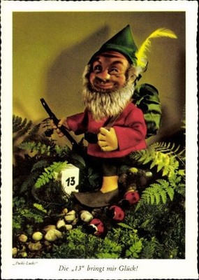 7 Old Postcard Dwarves in the Forest Pucki Lucki, Various Views - 31585